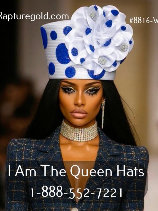 First Lady FashionDesigner Church HatI Am The Queen Church Hat Style 8816-W-B
